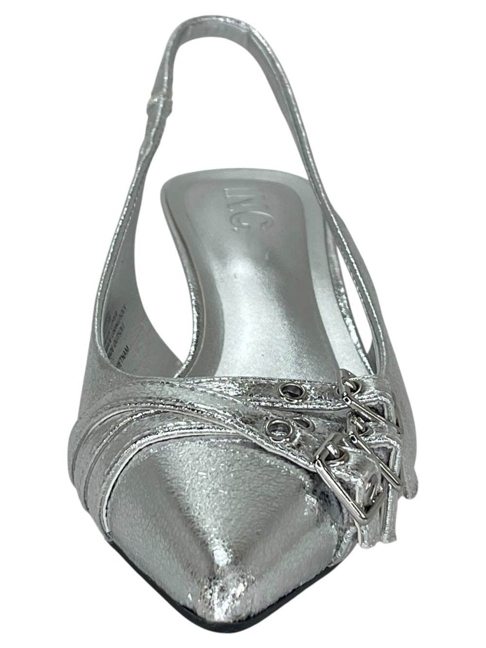 INC Capeka Silver Crinkle Slingback Womens Heels Size 6M - Picture 6 of 11